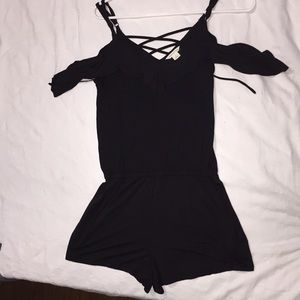 Black off-the-shoulder romper